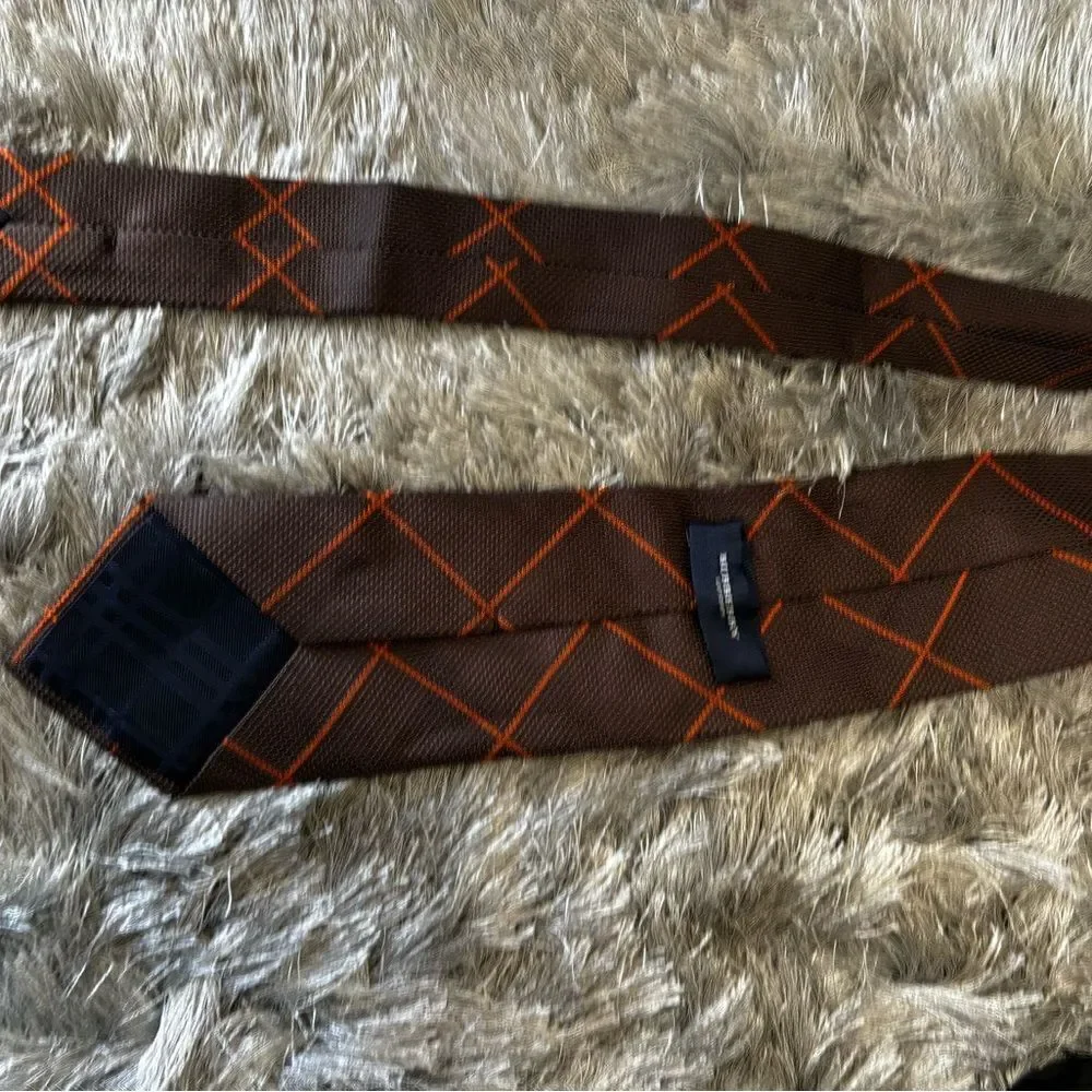 VINTAGe logo dress suit tie horse striped accessory brown orange y2k Burberry